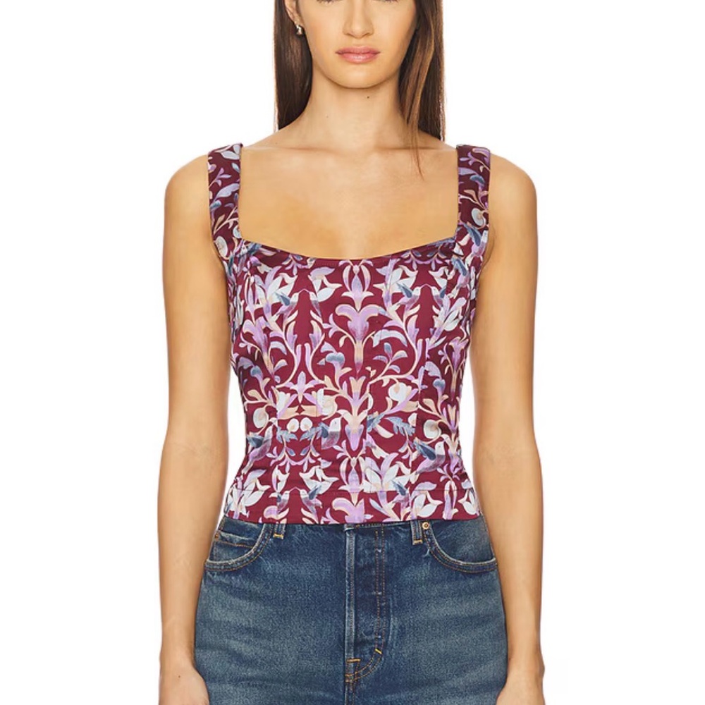 Free People Grace Corset Top in Cabernet Combo size XS - Picture 3 of 13